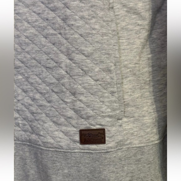 LL Bean Women’s Quilted Quarter Zip Pullover Kangaroo Pocket Sweater Size M Gray - Picture 5 of 11